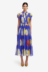 Grace Flutter Sleeve Midi Dress - Pear Print