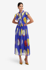Grace Flutter Sleeve Midi Dress - Pear Print