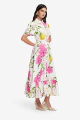 Becca Short Sleeve Midi Dress - Floral Pear Print