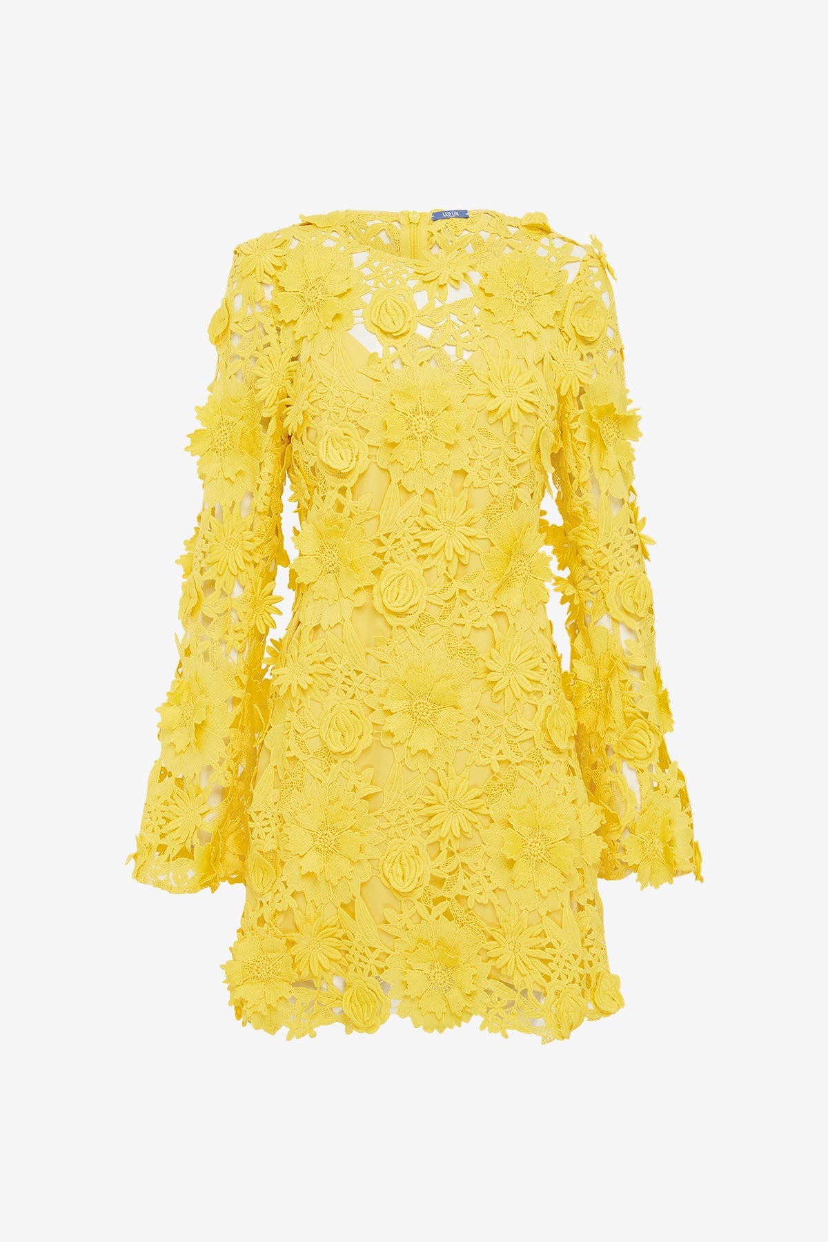 Suzanne Lace Bell Sleeve Mini Dress - Sunshine