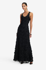 Helena Lace Embellished Maxi Dress - Ebony