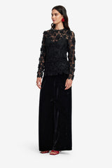 Ines Lace Embellished Top - Ebony