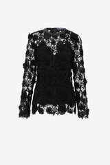 Ines Lace Embellished Top - Ebony