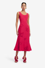Emily Appliqué Midi Dress - Scarlet