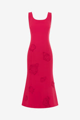 Emily Appliqué Midi Dress - Scarlet