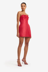 Rosario Linen Bustier Mini Dress - Scarlet