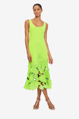 Emily Appliqué Midi Dress - Lime