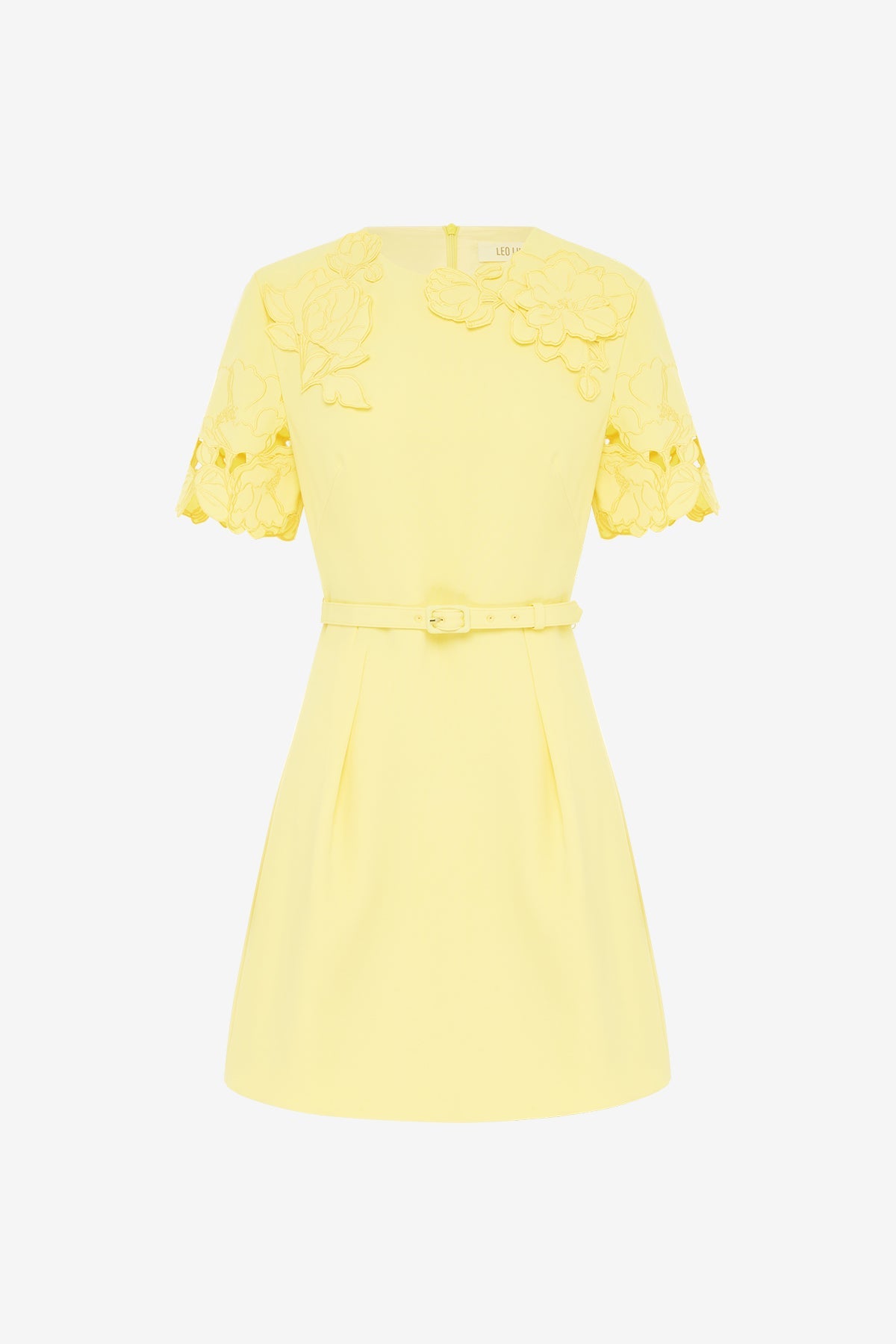 Aurelie Appliqué Short Sleeve Mini Dress - Sorbet Yellow
