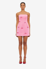 Roselle Embellished Bustier Mini Dress - Pink Cherry Beading