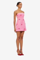 Roselle Embellished Bustier Mini Dress - Pink Cherry Beading