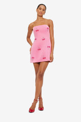 Roselle Embellished Bustier Mini Dress - Pink Cherry Beading