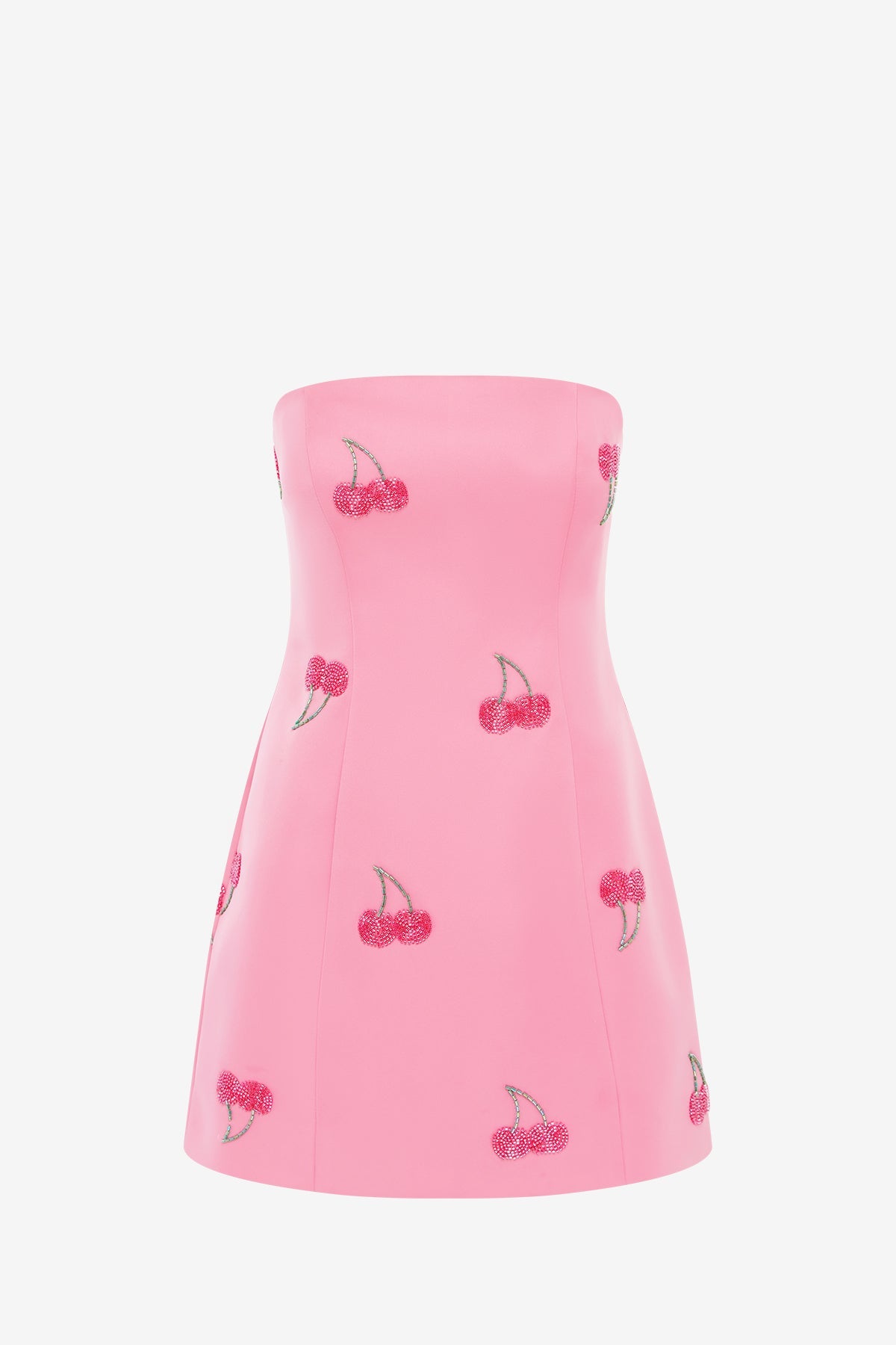 Roselle Embellished Bustier Mini Dress - Pink Cherry Beading