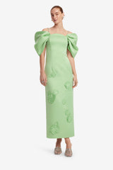 Arabella Appliqué Maxi Dress - Juniper Green