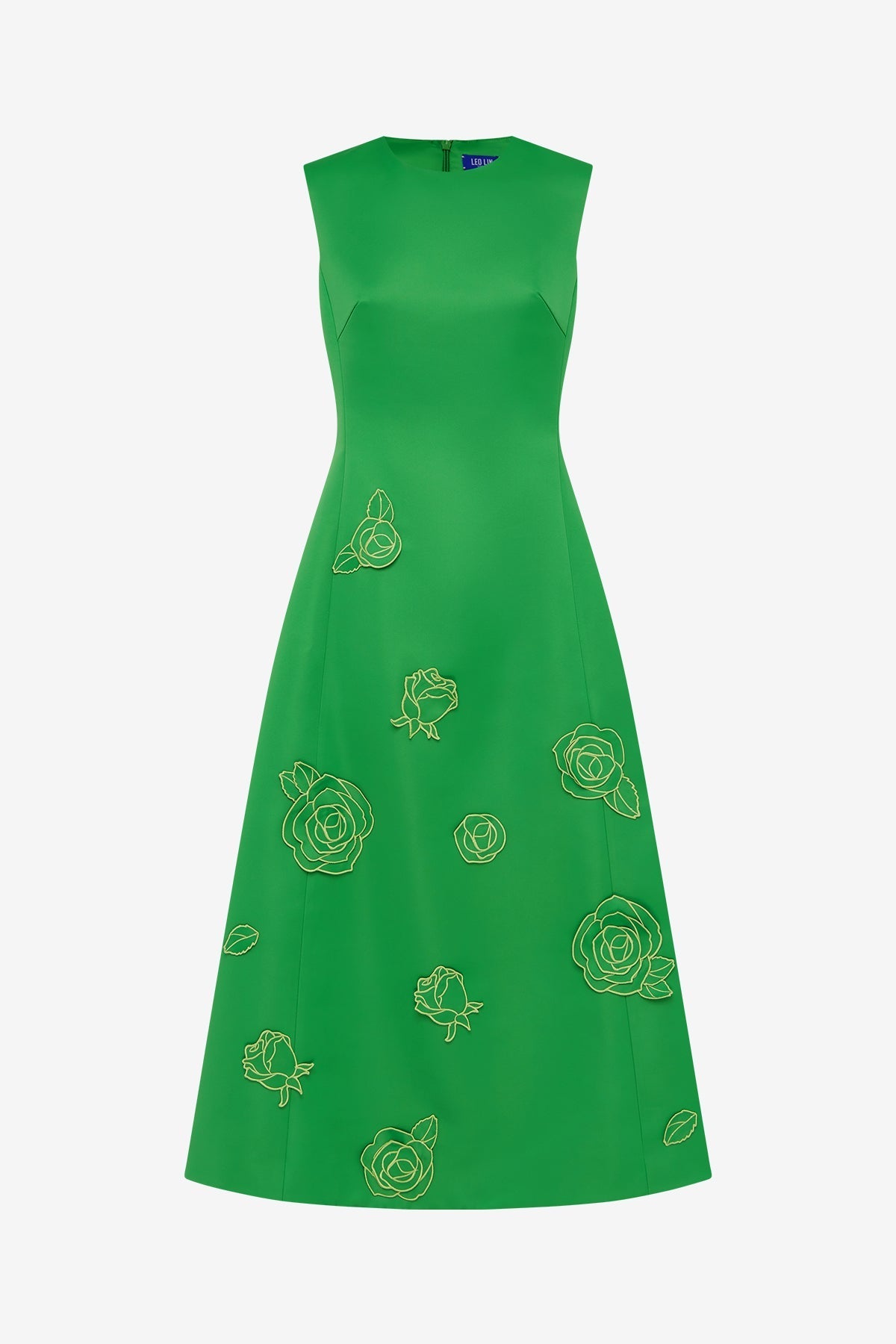 Cleo Appliqué Sleeveless Midi Dress - Verdant