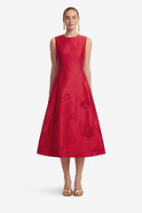 Cleo Appliqué Sleeveless Midi Dress - Scarlet