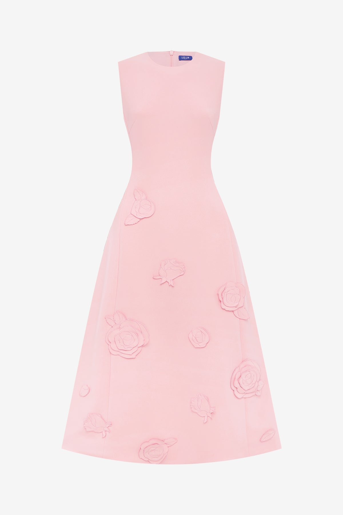Cleo Appliqué Sleeveless Midi Dress - Blush Pink