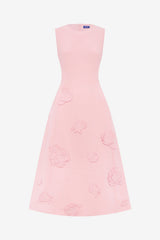 Cleo Appliqué Sleeveless Midi Dress - Blush Pink