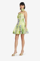 Lorena Puff Mini Dress - Wisteria Print