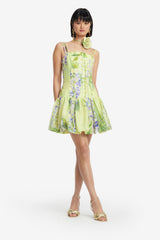 Lorena Puff Mini Dress - Wisteria Print