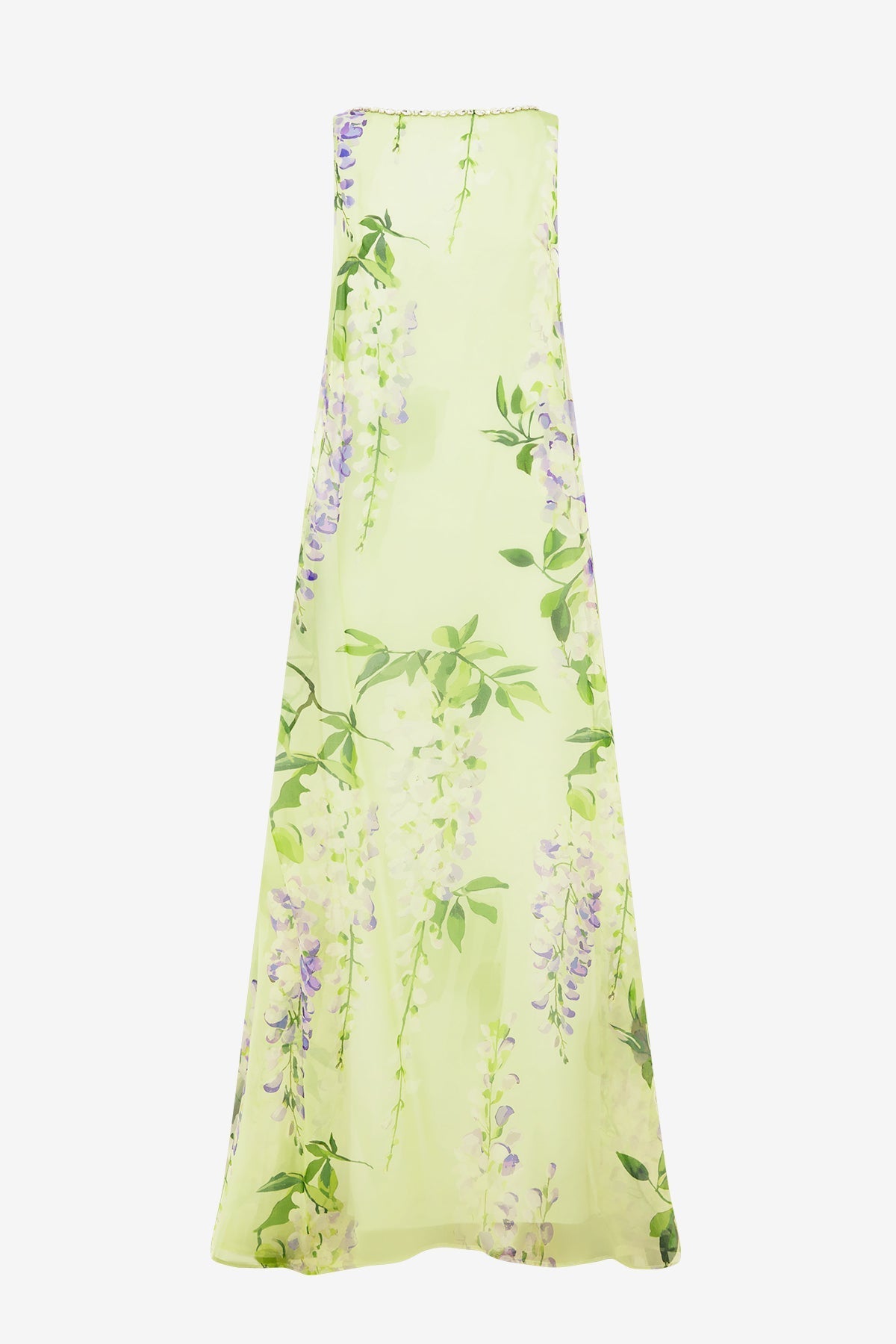Yumei Embellished Open Back Gown - Wisteria Print