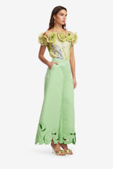 Theodora Appliqué Pants - Juniper Green