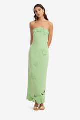 Rayna Appliqué Bustier Maxi Dress - Juniper Green