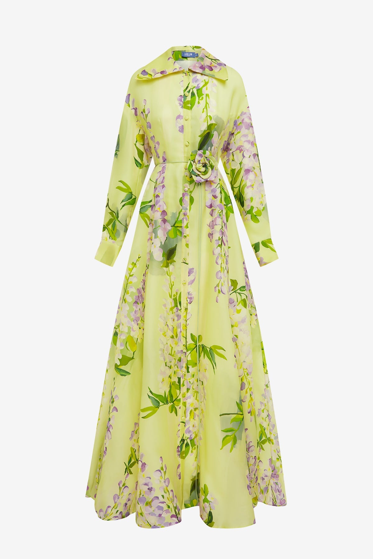 Josephine Silk Gown - Wisteria Print