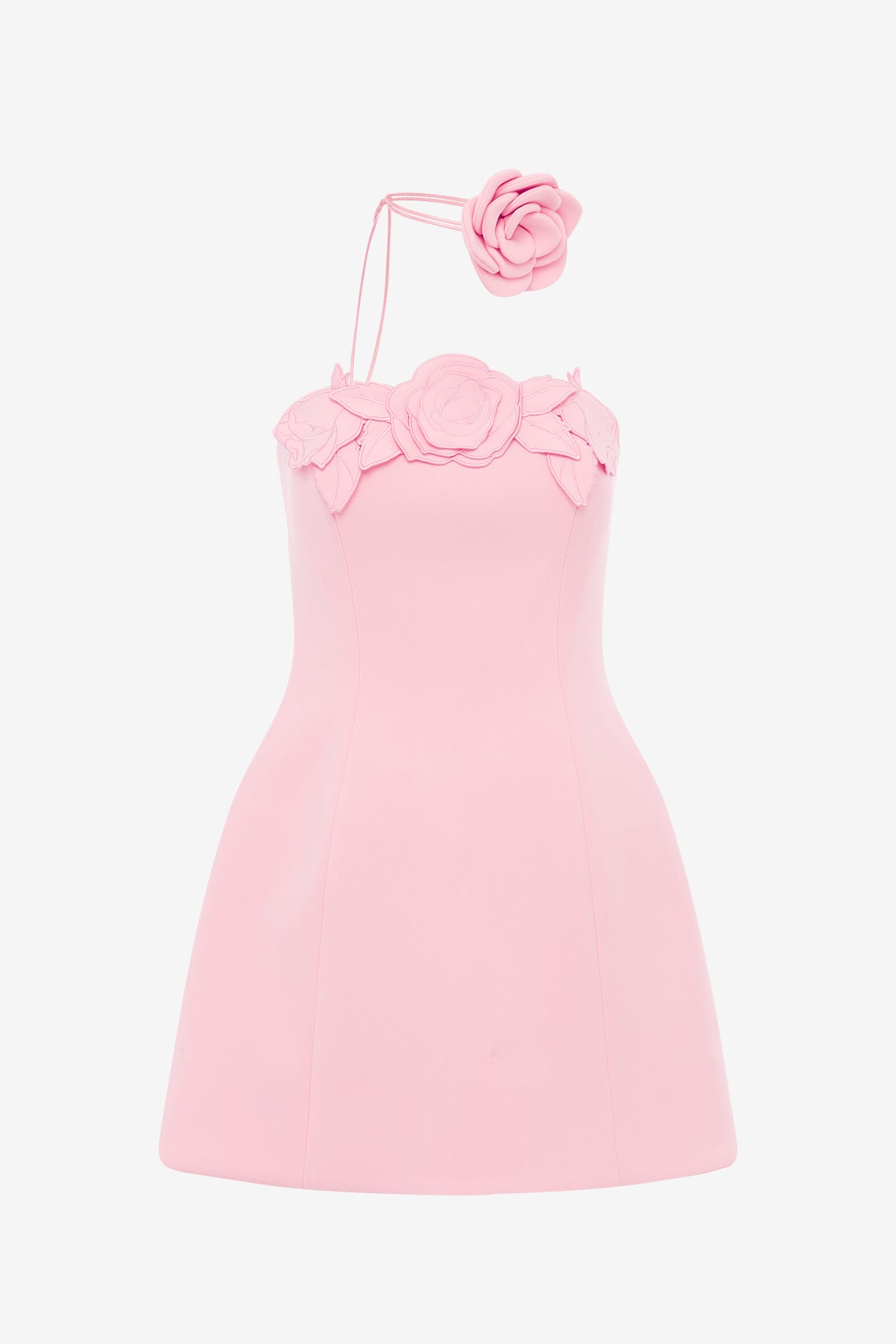 Roselle Appliqué Bustier Mini Dress - Blush Pink