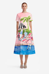 Caroline Short Sleeve Midi Dress - Riviera Print
