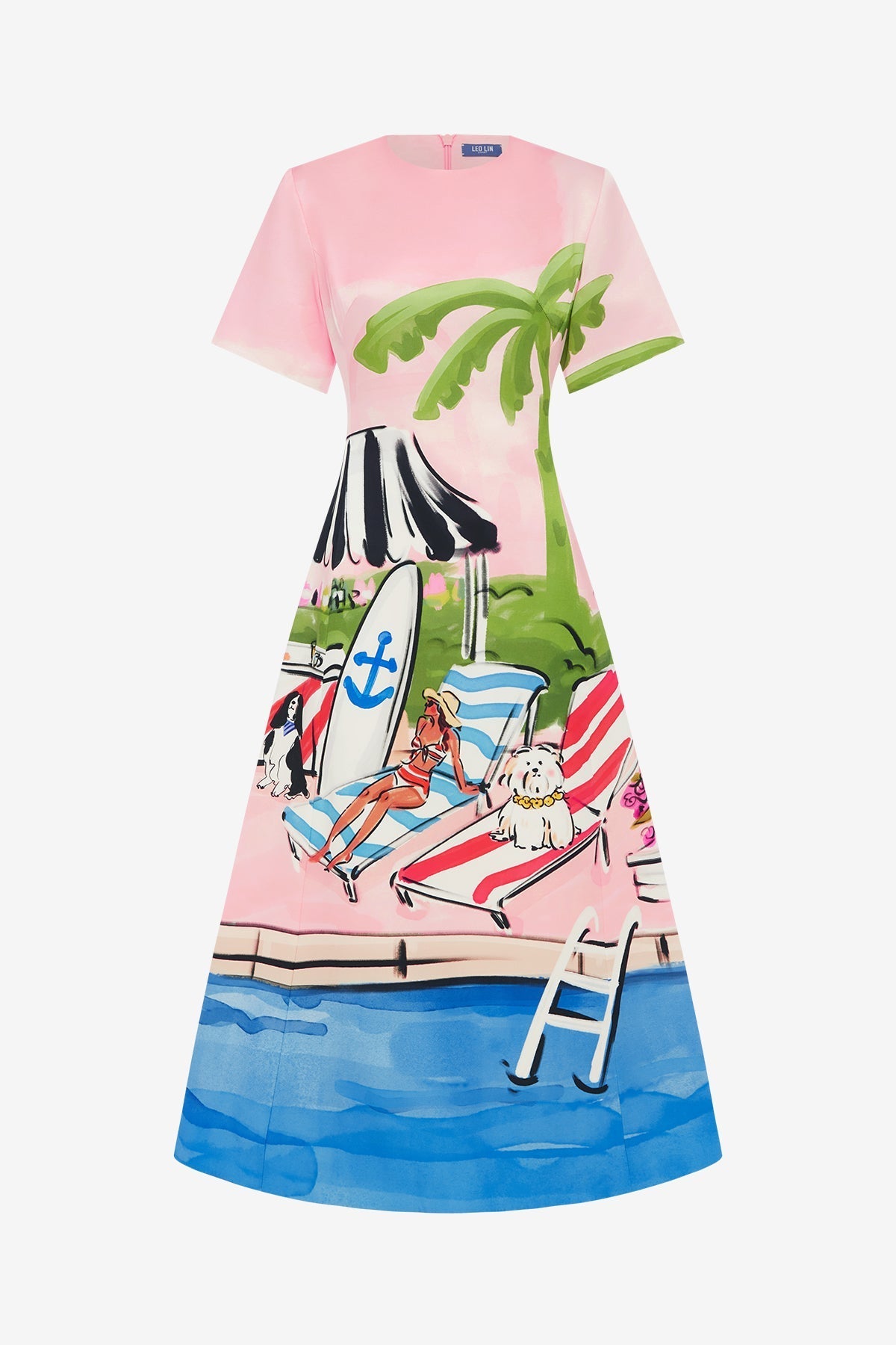 Caroline Short Sleeve Midi Dress - Riviera Print