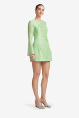 Suzanne Appliqué Long Sleeve Mini Dress - Juniper Green