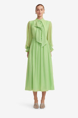 Cassie Tie Neck Midi Dress - Juniper Green