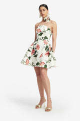 Reese Bustier Mini Dress - Vine Print in Snow