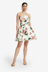 Reese Bustier Mini Dress - Vine Print in Snow