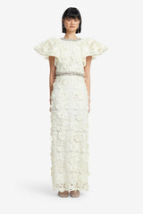 Kyra Embellished Lace Maxi Skirt - Snow