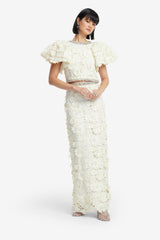 Lucia Embellished Lace Top - Snow