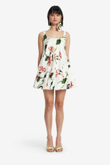 Suki Puff Mini Dress - Vine Print in Snow