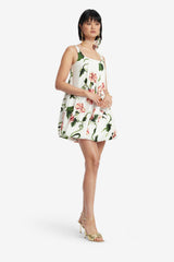 Suki Puff Mini Dress - Vine Print in Snow