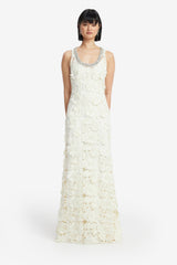 Helena Embellished Lace Maxi Dress - Snow