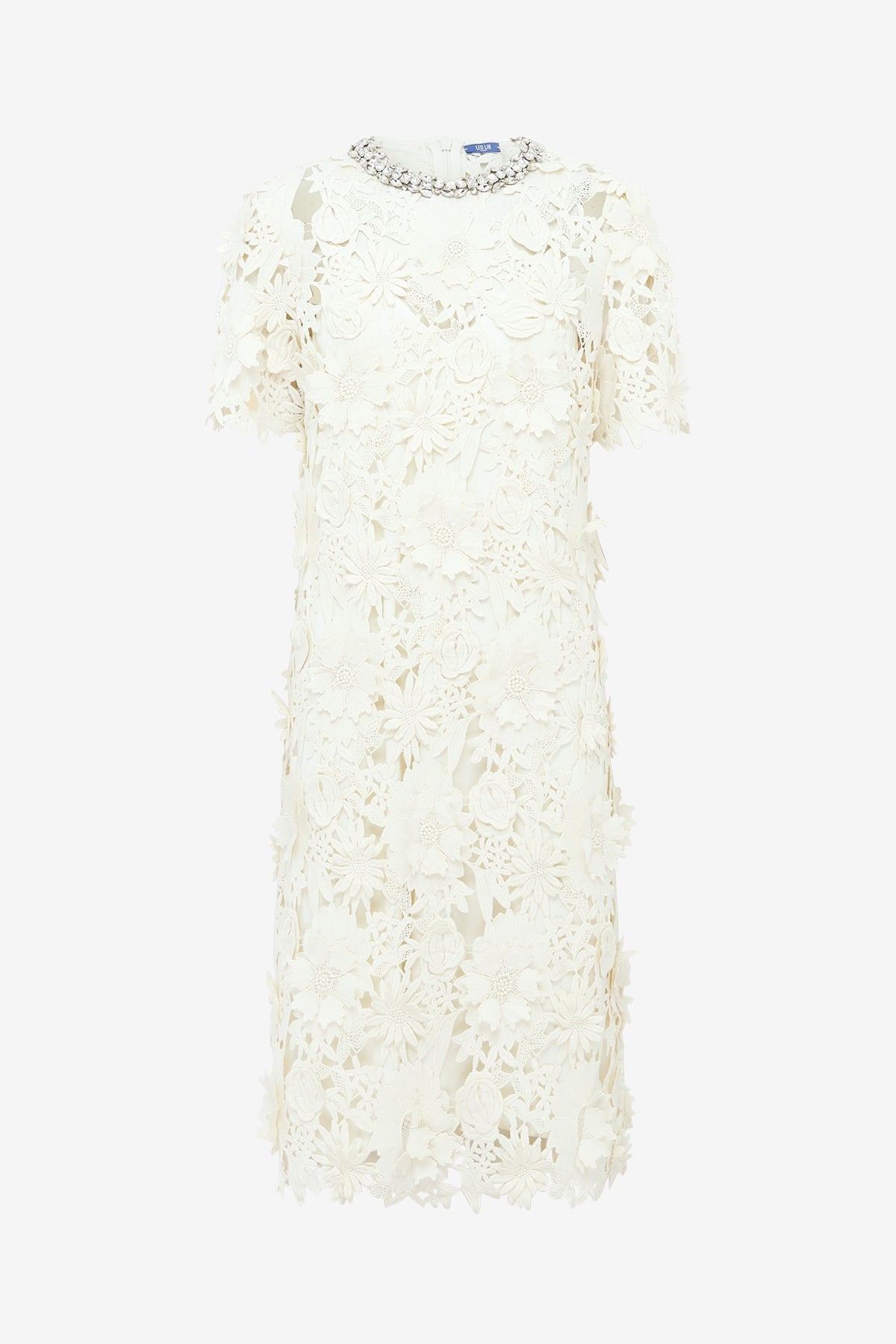 Sheridan Embellished Lace Midi Dress - Snow