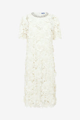 Sheridan Embellished Lace Midi Dress - Snow