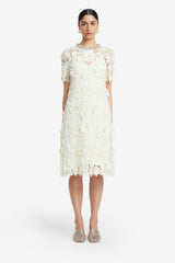 Sheridan Embellished Lace Midi Dress - Snow