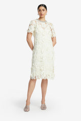 Sheridan Embellished Lace Midi Dress - Snow
