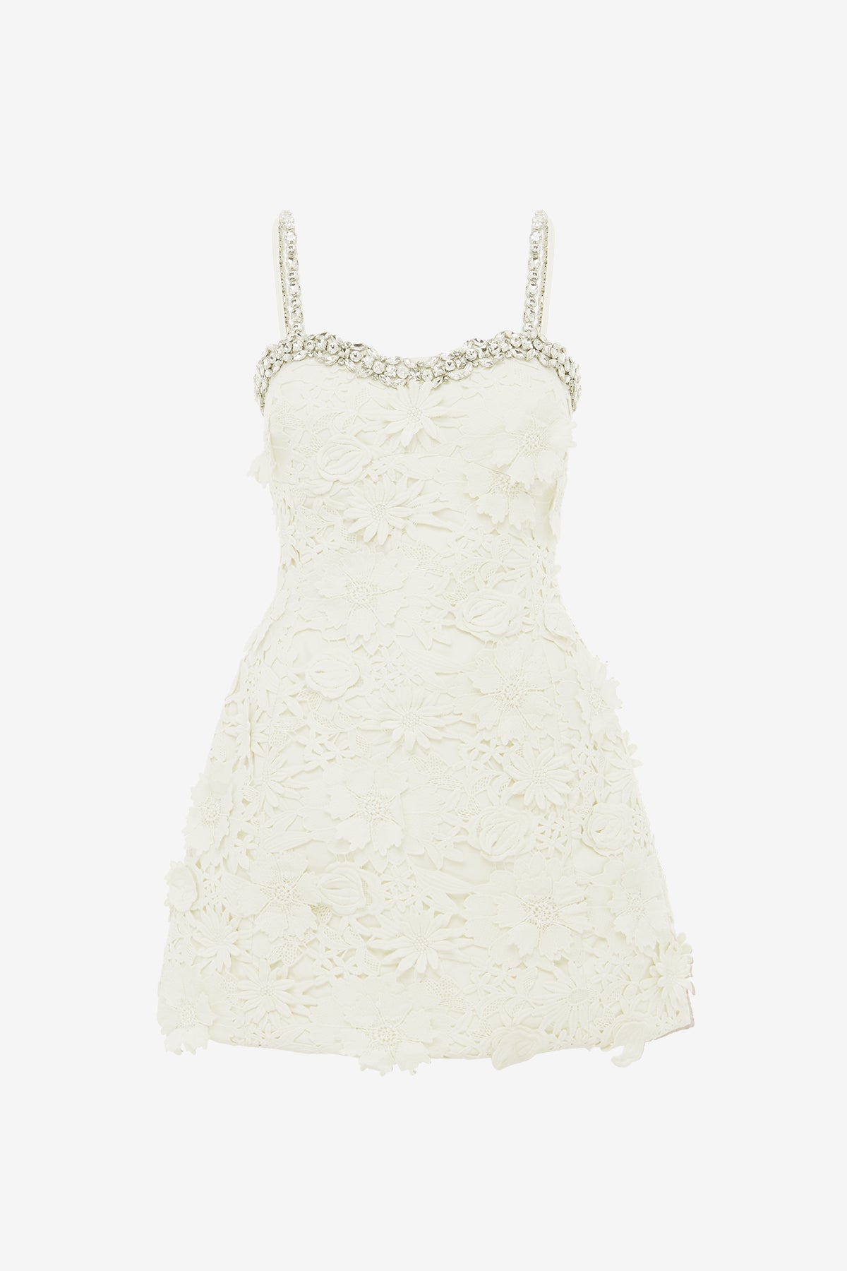 Sophia Embellished Lace Mini Dress - Snow