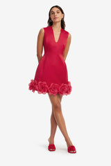Bree V Neck Mini Dress - Scarlet
