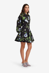 Kathleen Silk Blouse - Vine Print in Ebony