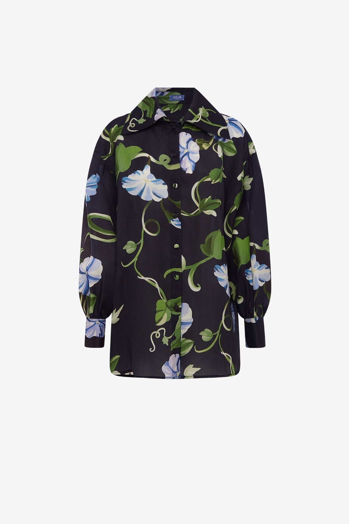 Kathleen Silk Blouse - Vine Print in Ebony