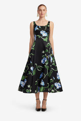 Serafina Appliqué Maxi Dress - Vine Print in Ebony