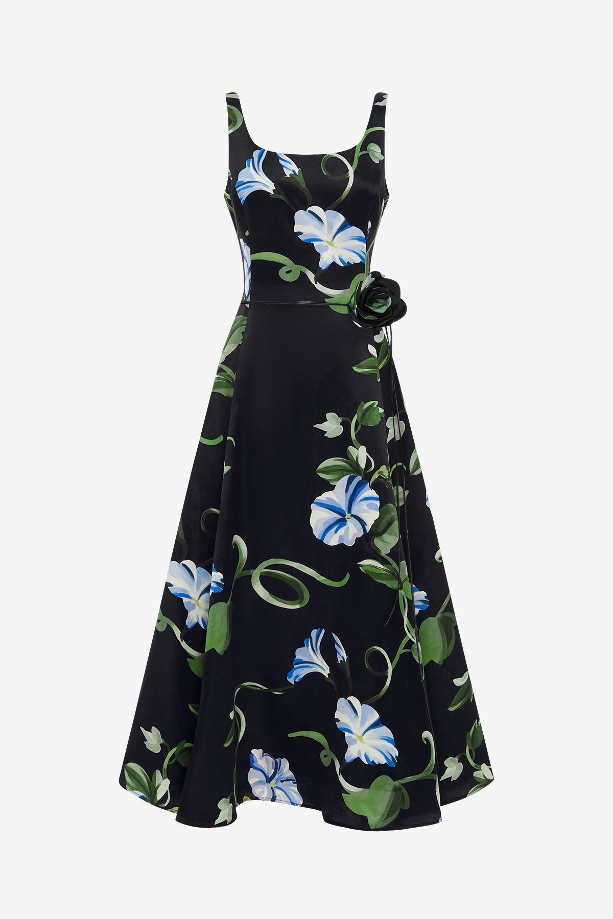 Serafina Appliqué Maxi Dress - Vine Print in Ebony