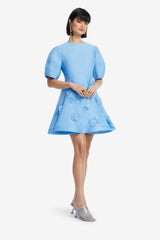 Simona Appliqué Mini Dress - Pastel Blue